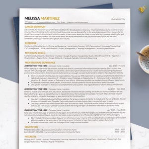 Sophisticated Clean ATS Friendly Resume Template Google Docs, Word, Mac Pages, Elegant Gold Color Resume, ATS Ready One Column CV Template