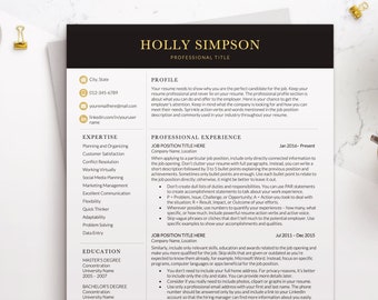 Plantilla de CV moderna y profesional para Word: CV ejecutivo, CV de gerente, carta de presentación, plantilla de CV de liderazgo empresarial (Reino Unido), una o dos páginas.