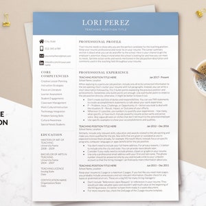 Professional Teaching Resume Template and Teacher Cover Letter, Teacher CV Template, Modern Educator Resume Template for Word, Two Columns