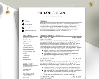 Minimalist Clean Resume Template for Word, Modern Professional Resume Template, 2 Column Resume Templates, CV Template with a Cover Letter