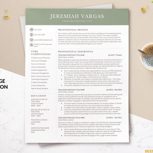 Resume Template for Teachers, Professional Teacher Resume Template Word, Modern Two Column Resume for Educators with a Cover Letter