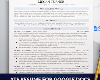 Timeless Professional ATS Friendly Resume Template Google Docs, Word, Mac Pages, Plain ATS Ready Resume Template with a Cover Letter