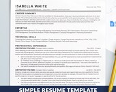 Simple ATS Resume Template Google Docs, Word, Mac Pages, Professional Resume ATS Friendly, Google Docs Resume Template with a Cover Letter