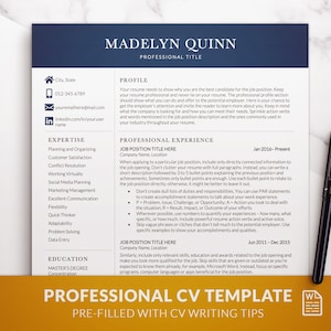 Plantilla de CV moderna en Word, plantilla de CV profesional para Word, plantilla de CV de dos columnas, CV de dos páginas con carta de presentación