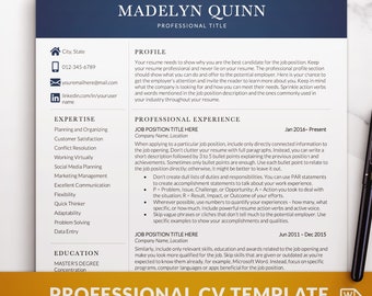 Plantilla de CV moderna en Word, plantilla de CV profesional para Word, plantilla de CV de dos columnas, CV de dos páginas con carta de presentación