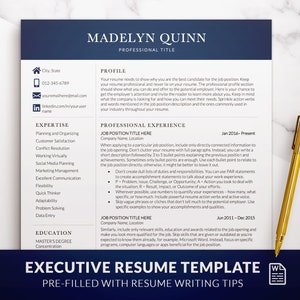 Executive Resume Template, Clean Modern Professional CV Template Word, CEO Resume, CFO Resume Template with Cover Letter, Director Resume