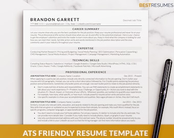 ATS Friendly Resume Template Word, Mac Pages Chronological Simple ATS Compliant Resume Template,Professional ATS Cv Template in Grey