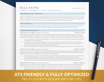 Plantilla de CV optimizada para ATS, plantilla de CV sencilla, plantilla de CV limpia para ATS para Word, páginas de Mac, Google Docs, CV ejecutivo profesional