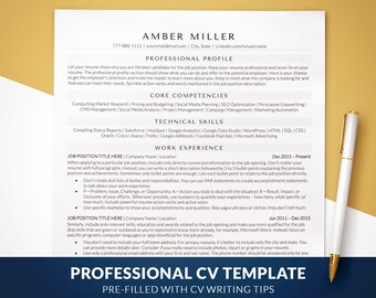 Plantilla de CV cronológico tradicional, plantilla de CV clásica, plantilla de CV optimizada para ATS profesional para Word, Mac Pages, Google Docs