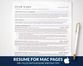 Apple Pages Resume Template, ATS Friendly & ATS Optimized, Clean Modern Executive Resume Template for Mac Pages, Simple Blue Color Resume