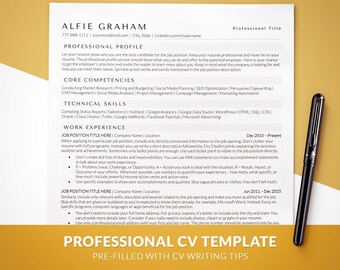 Professional ATS Friendly CV Template, Modern CV Resume Template for Word, Mac Pages, Google Docs, Cv Template Uk, Clean Cv Template Design