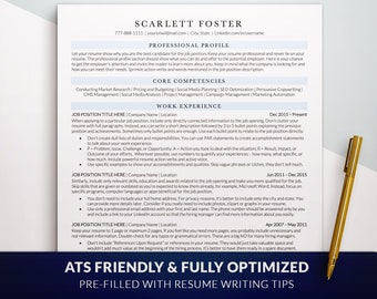 Professional ATS Friendly Resume Template for Word, Google Docs, Pages, Modern Elegant Simple Resume Templates with a Cover Letter Template