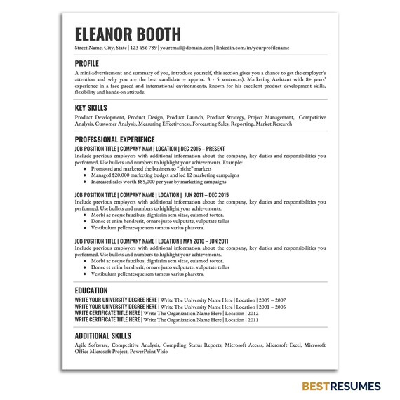 Google Docs Resume Google Docs Cv Google Docs Lebenslauf Etsy