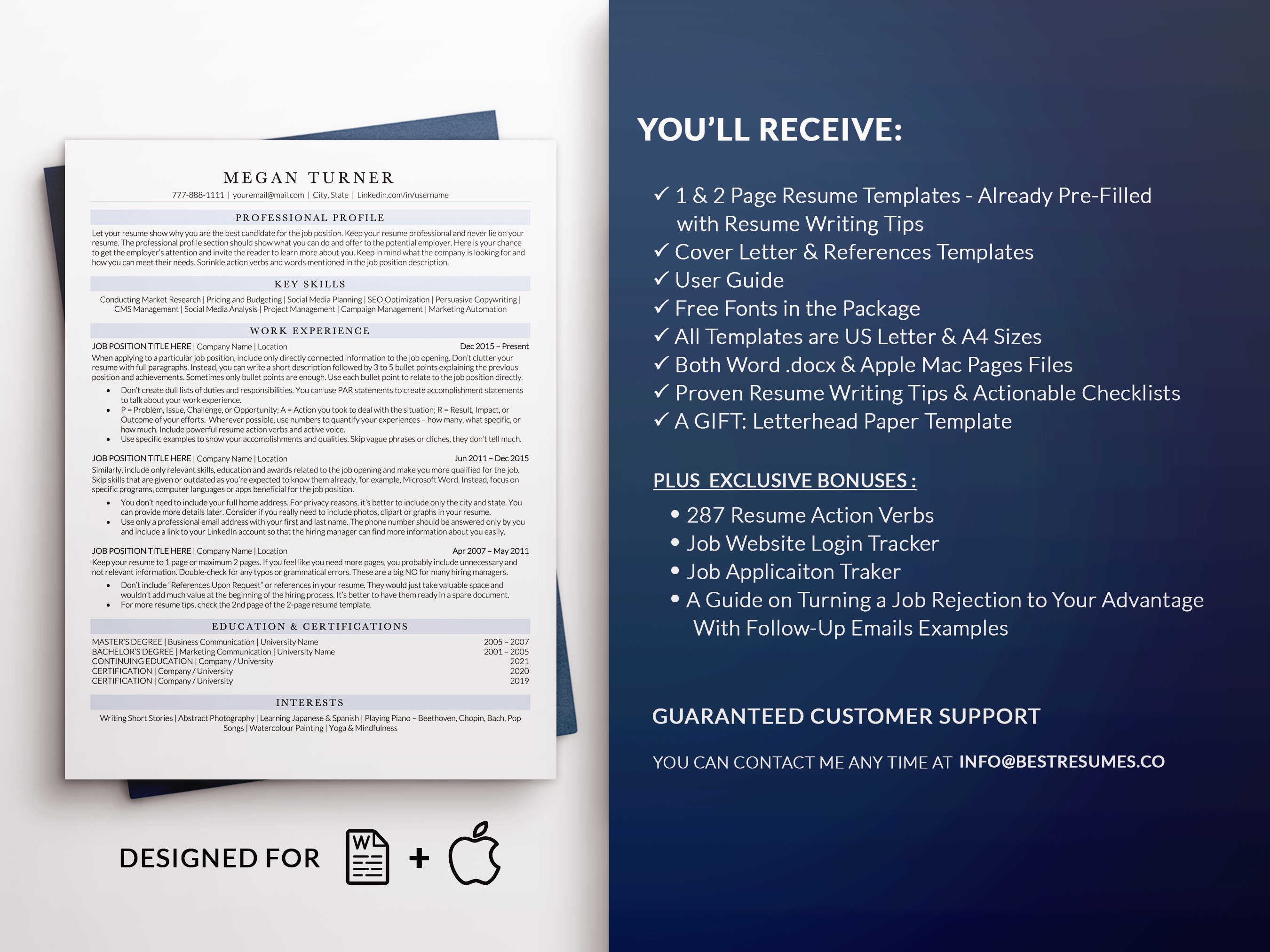 ATS Friendly Executive Resume Cv Template, Timeless ATS Resume Template ...