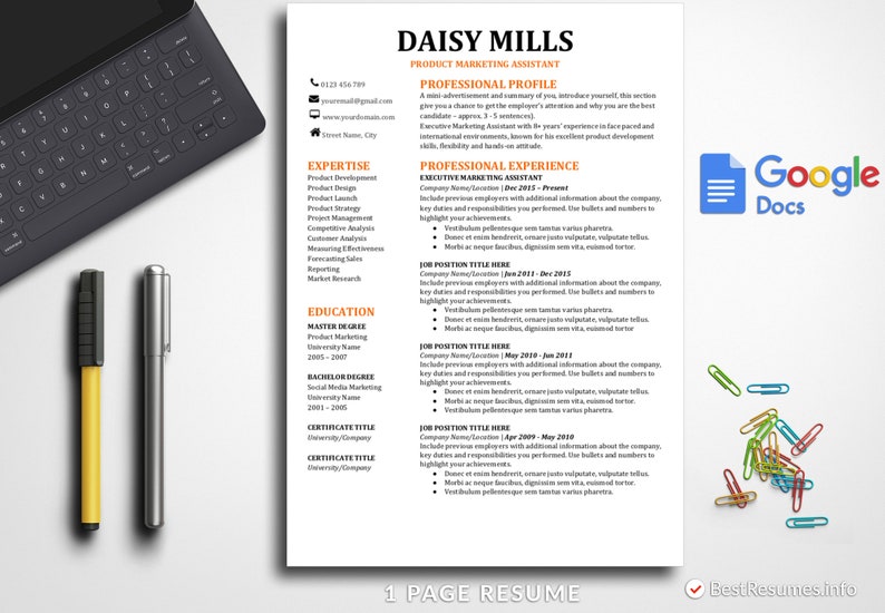 Resume Template Professional Resume Template Instant Download Modern Resume Template CV Template CV Design Resume Template Google Docs