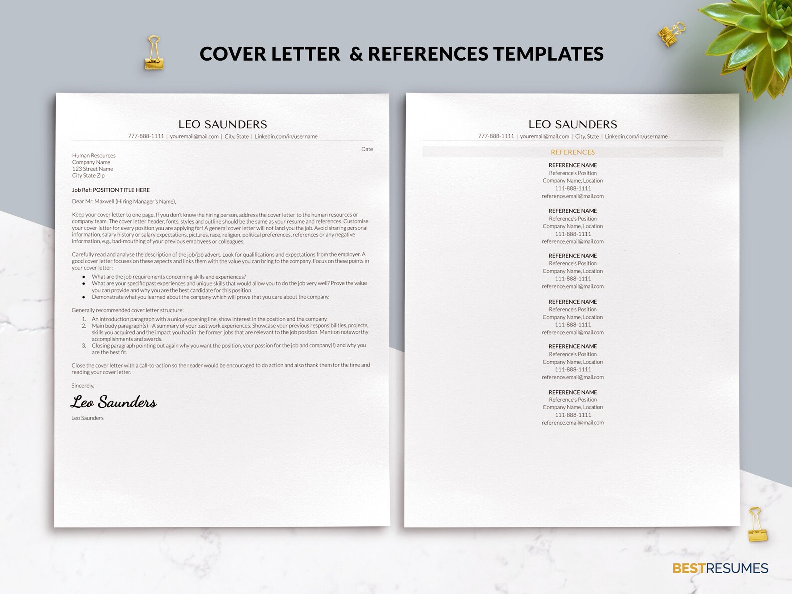 Sleek ATS Friendly CV Template for Google Docs, Word, Mac Pa…