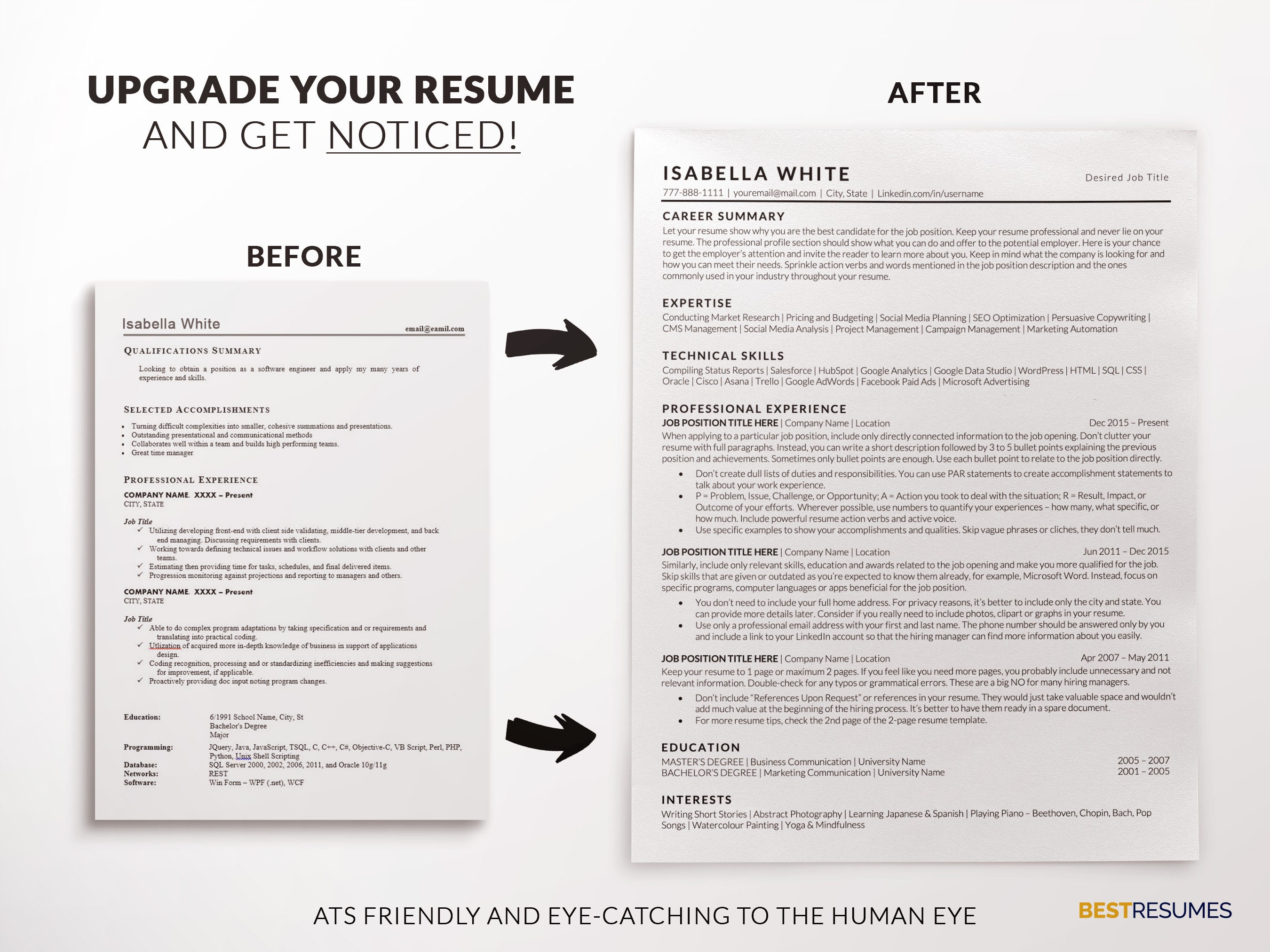 Simple Clean ATS Friendly Resume Template for Mac Pages, Word, Google ...