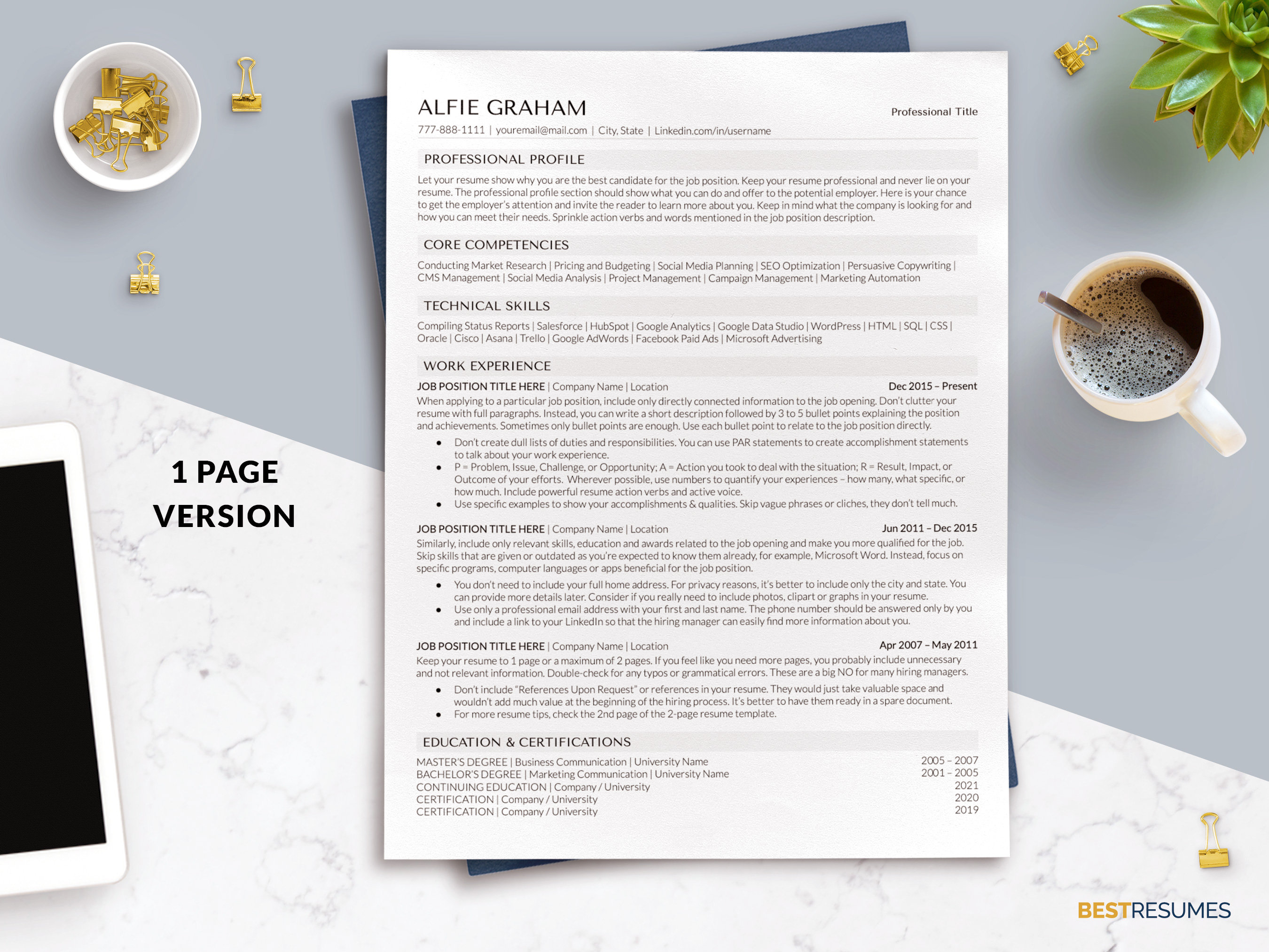 ATS Friendly Google Doc Resume Template, Professional ATS CV Template ...