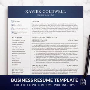 Business Resume Template for Word, Executive Resume Template Word, Cover Letter, Professional Resume Template, Management Marketing Resume