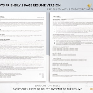 Google Docs Resume Templates ATS Friendly Two Page Resume Nina Bell