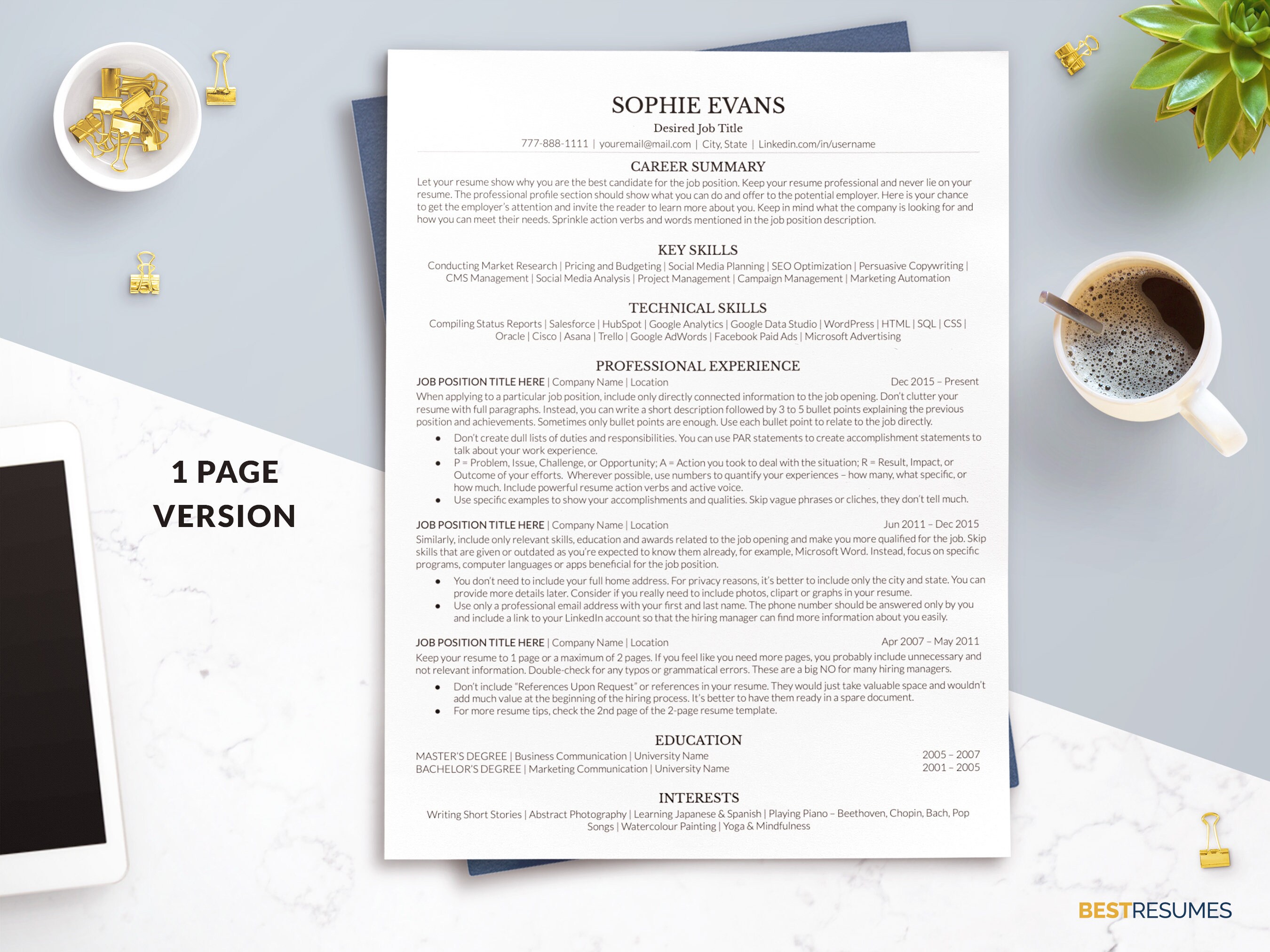 Professional ATS Friendly CV Template Google Docs, Word, Mac Pages ...