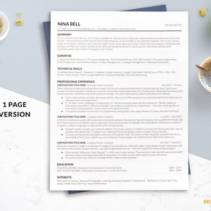 Google Docs Resume Templates ATS Friendly One Page Resume Nina Bell