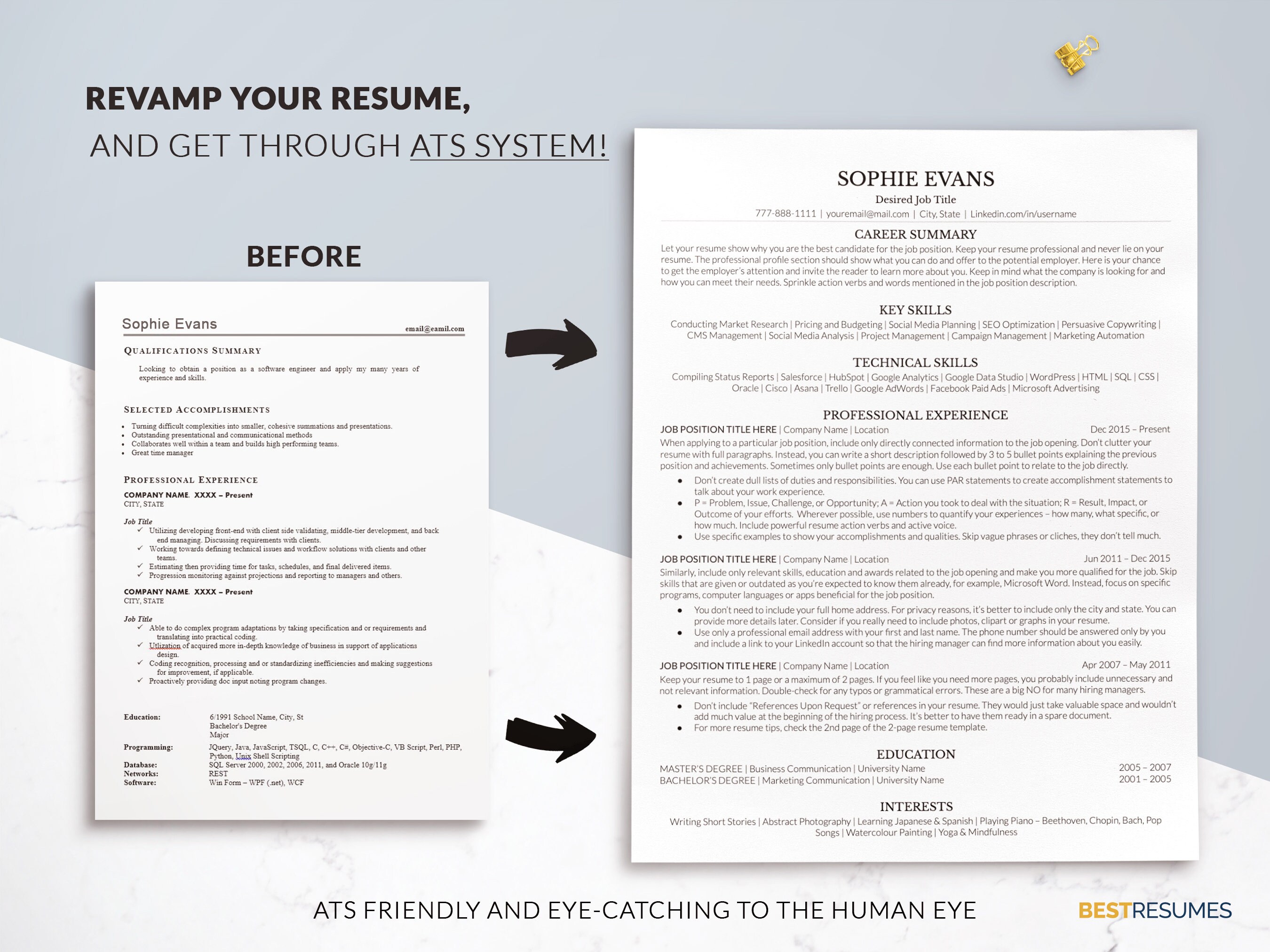Clean Simple ATS Resume Template Google Docs, MS Word, Mac Pages, ATS ...