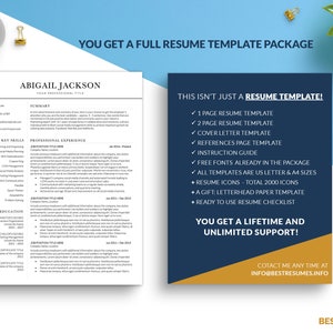 Two Column Resume Template Word, Professional Resume Templates, Curriculum Vitae Template, CV Template Britain with Cover Letter, 1, 2 Pages image 8