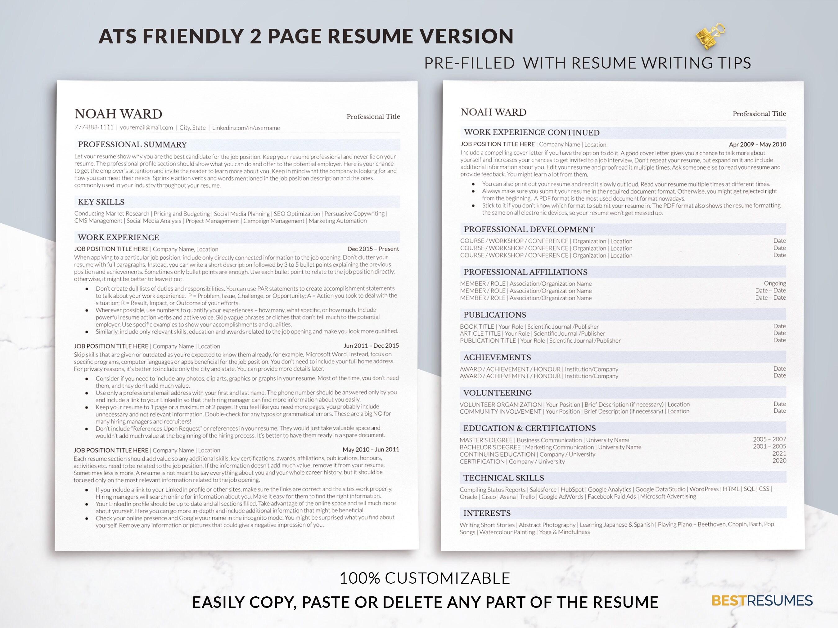 Modern Executive Resume Template for Google Docs, ATS Friendly Resume ...