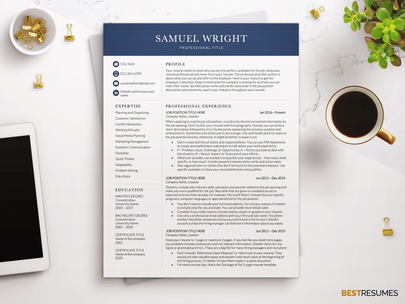 Clean Modern Executive Resume Template 2026, Business CEO Resume Template, CFO Resume Templates Word, CV Template Professional, 1, 2 Page image 1