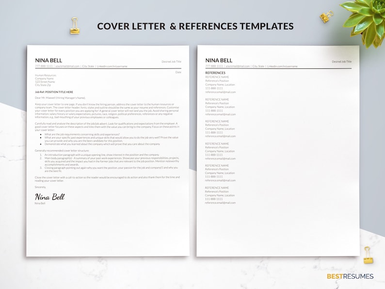 Google Docs Resume Templates ATS Friendly Resume Cover Letter Nina Bell
