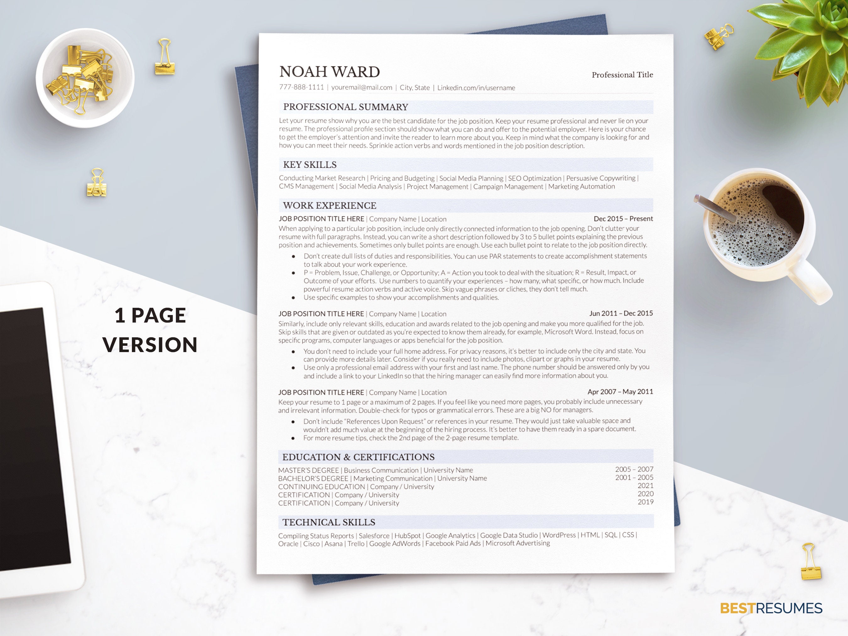 Modern Executive Resume Template for Google Docs, ATS Friendly Resume ...