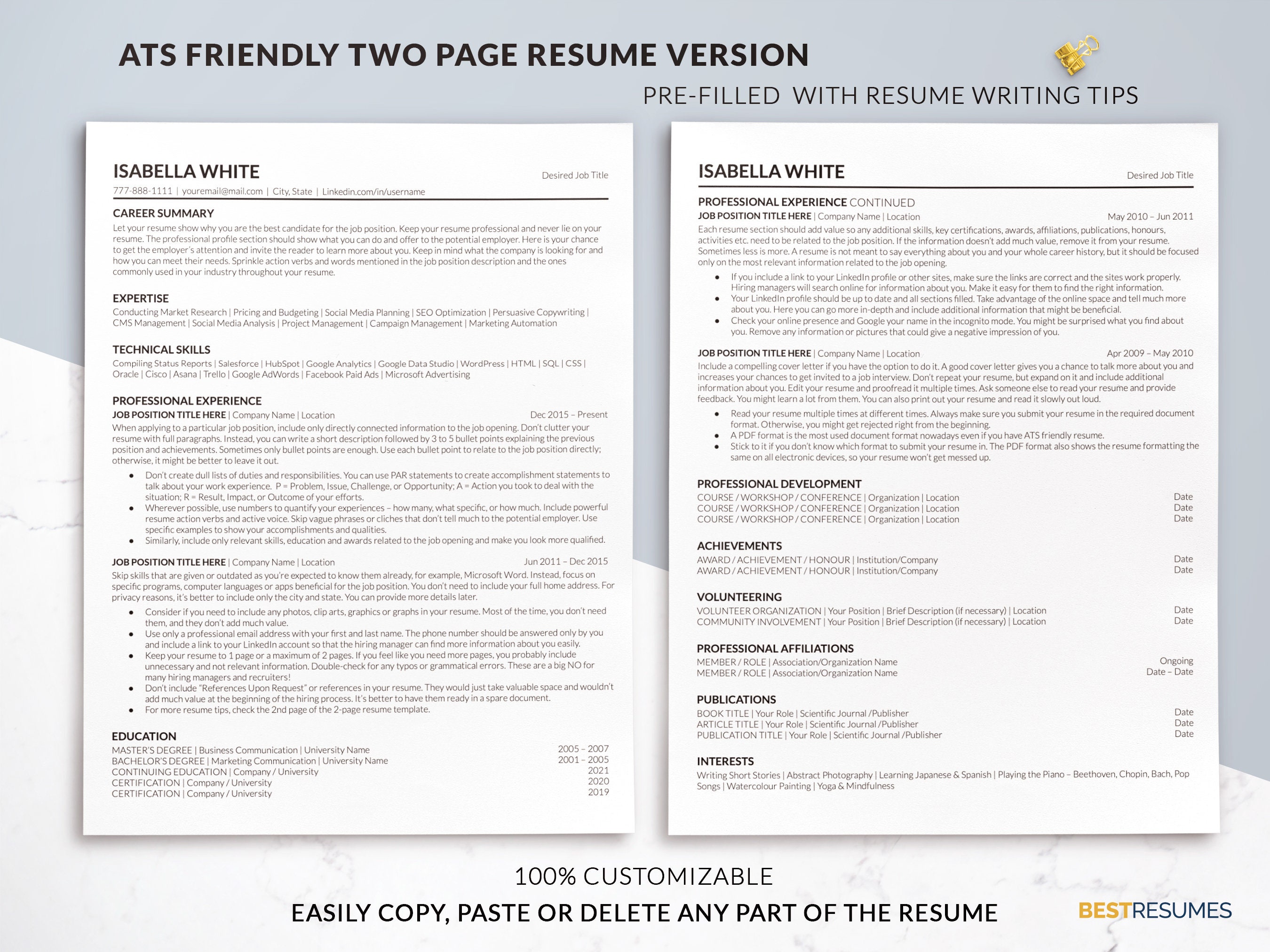 Google Docs Resume Template ATS Friendly Resume Template Etsy
