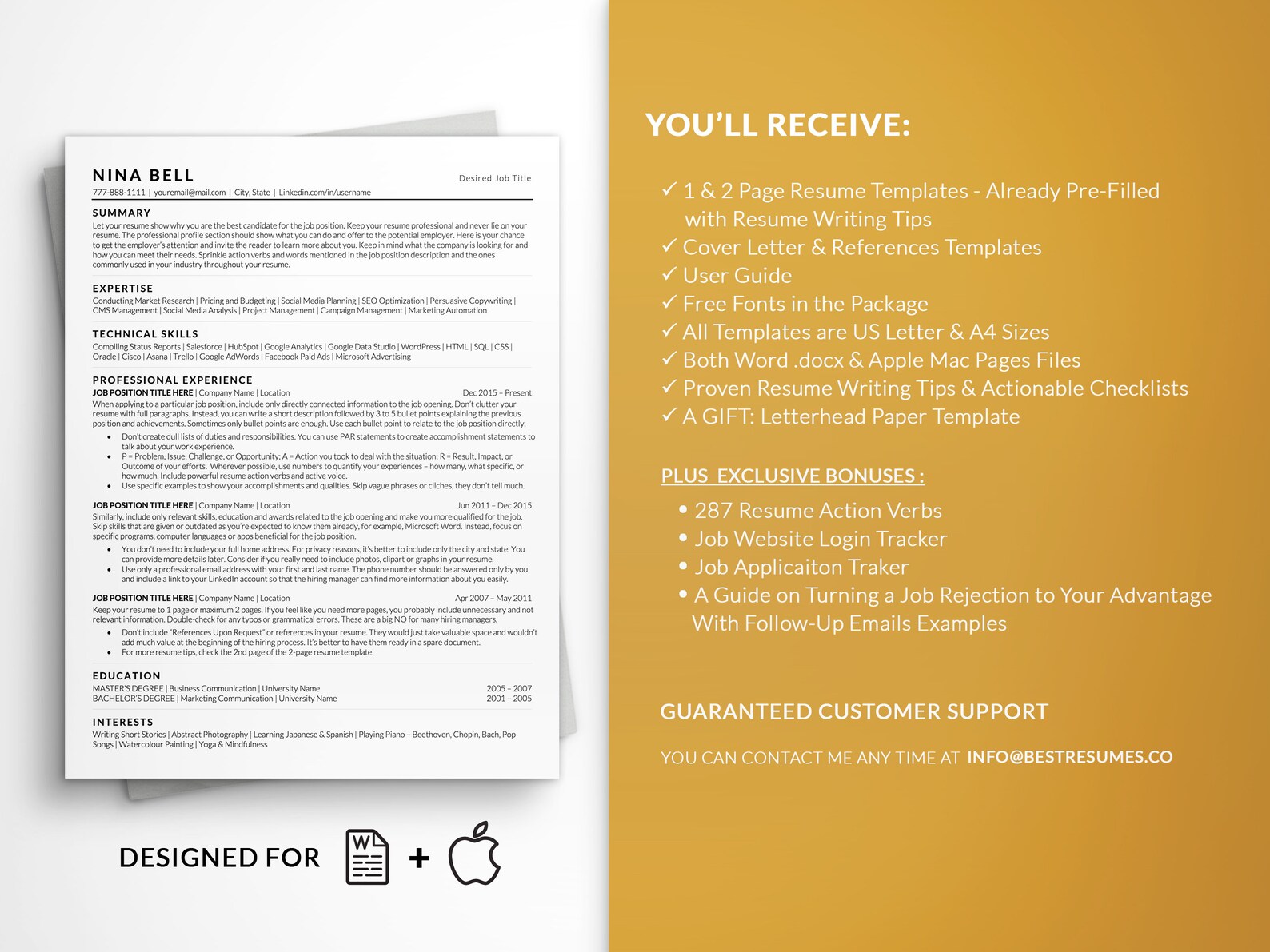 Modern ATS Resume Template, ATS Friendly Resume Template, ATS Compliant ...