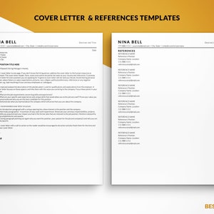 Modern ATS Resume Template Cover Letter References Templates Nina Bell