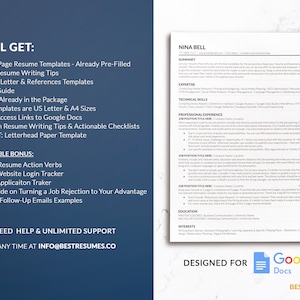 Google Docs Resume Templates ATS Friendly Compact Resume Nina Bell