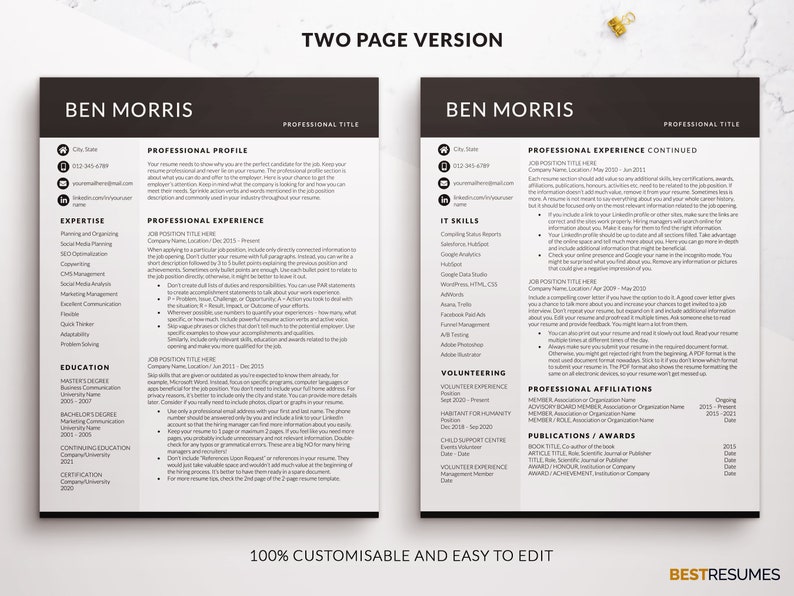 Modern Two Column Resume Template for Word Executive Resume Template Modern Two Column Resume Template for Word Executive Resume Template