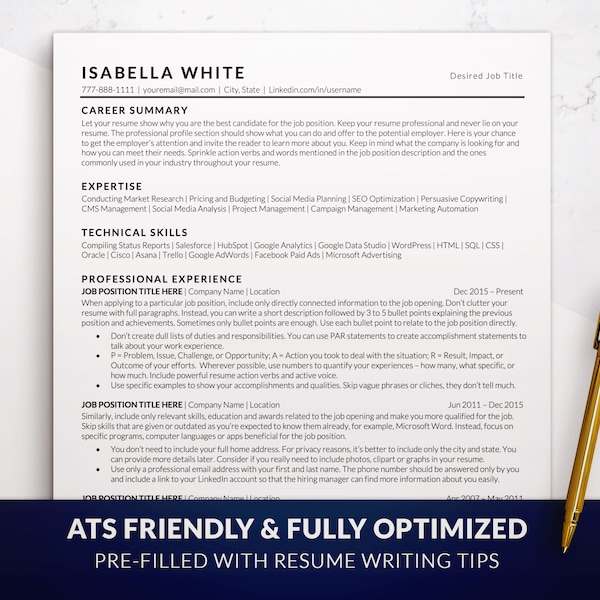 Simple ATS Resume Template Word, Mac Pages, ATS Cv Template Word, Professional Modern ATS Friendly Resume Templates, Resume Template 2024