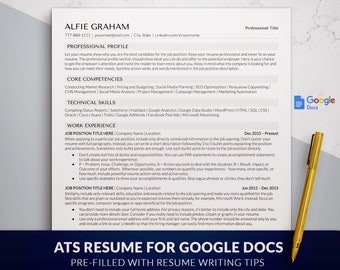 ATS Friendly Google Doc Resume Template, Professional ATS CV Template for Google Docs, Optimized Ats Resume for Google Docs