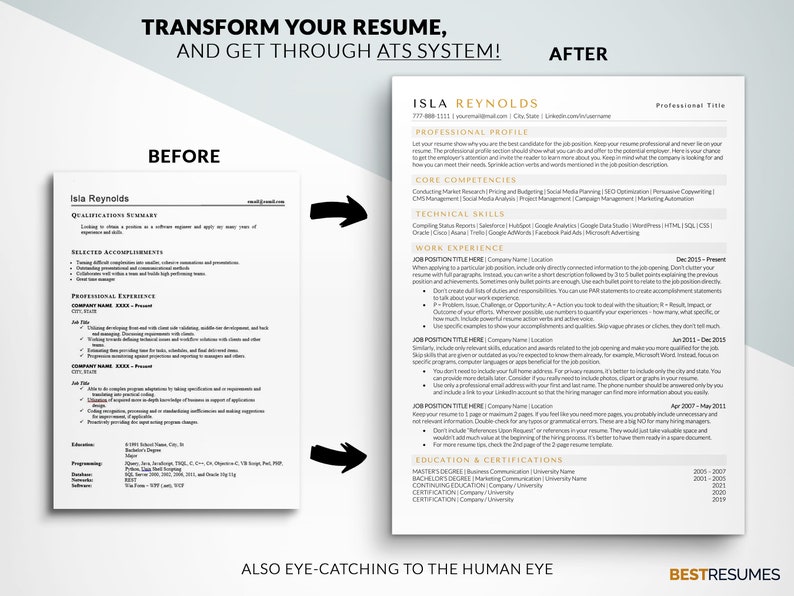 ATS Resume Template, Modern Executive Resume Template, Word, Apple Mac