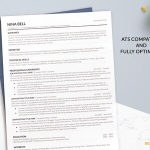 Google Docs Resume Templates ATS Friendly Optimized Resume Nina Bell