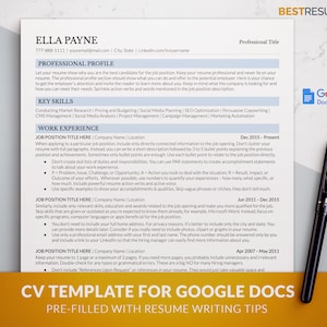 Professional Executive CV Template for Google Docs, ATS Friendly Resume Template Google Docs, Modern Clean CV Resume with a Cover Letter
