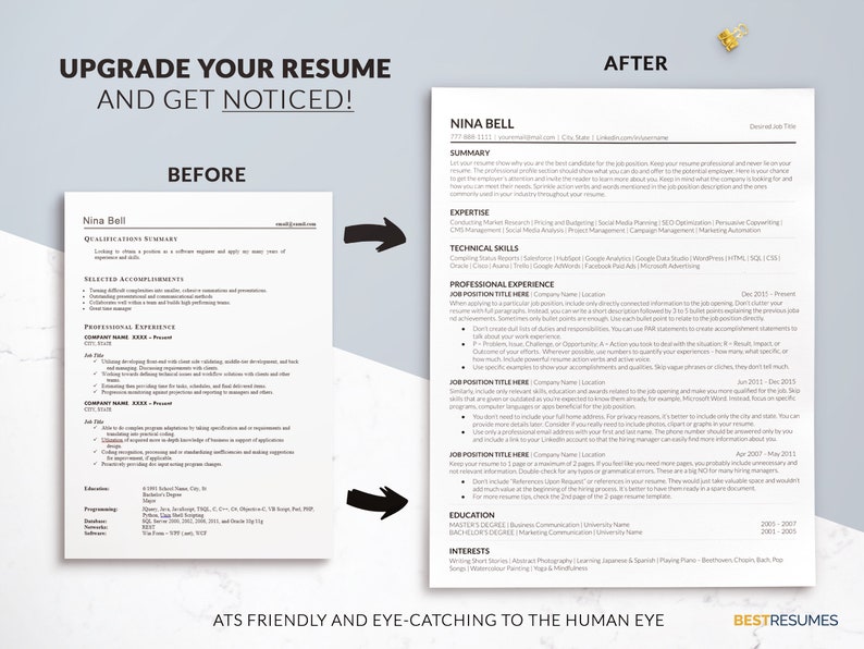 Google Docs Resume Templates ATS Friendly Upgrade your Resume Nina Bell