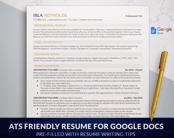 Resume Google Docs, ATS Friendly Resume Template, Professional Resume Template for Google Doc, Easy to Edit Resume Templates & CV Templates
