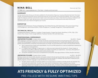 Modern ATS Resume Template, ATS Friendly Resume Template, ATS Compliant Resume Templates for Word, Apple Pages, Clean Resume Design