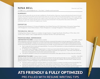 Modern ATS Resume Template, ATS Friendly Resume Template, ATS Compliant Resume Templates for Word, Apple Pages, Clean Resume Design