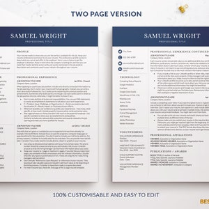 Clean Modern Executive Resume Template 2026, Business CEO Resume Template, CFO Resume Templates Word, CV Template Professional, 1, 2 Page image 2
