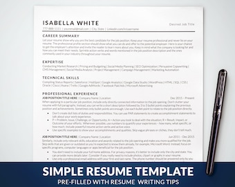 Professional ATS Resume Template for Word, Mac Pages, Google Docs, Simple Resume Template, ATS Friendly Traditional Resume, CV Template Uk