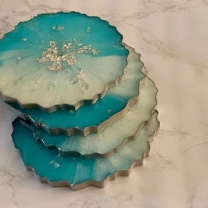 Foil or Gemstone Abstract Resin Coasters