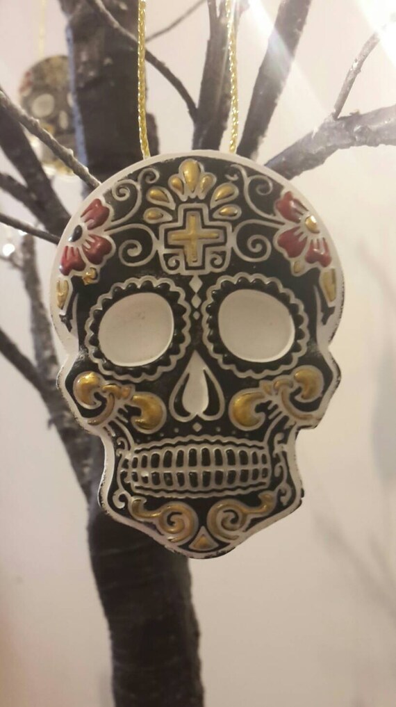 4 Halloween Tree Hanging Sugar Skull Decorations Gothic Day Etsy